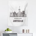 thumbnail image 1 of Amsterdam Tapestry, Netherlands Calligraphy and Horizontal City Skyline on a Plain Background, Fabric Wall Hanging Decor for Bedroom Living Room Dorm, 5 Sizes, Dark Taupe White, by Ambesonne, 1 of 1