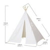 Kids Authentic Giant Canvas Indian Teepee Play Tent Indoor Ourdoor Playhouse White Color