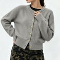 thumbnail image 5 of Womens Knitted Cardigan Long Puff Sleeve Soft Lightweight Open Front Casual Sweater Coat Daily Layering Top, 5 of 5
