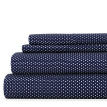 Noble Linens 4 Piece Pattern Microfiber Bed Sheets Set, Navy My Heart, Queen