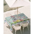 thumbnail image 3 of 54x80 Inch Outdoor Tablecloth with Umbrella Hole Zipper Rectangle Bunny Easter Rectangular Tablecloths Outside Waterproof Spring Floral Eggs Animals Wooden Patio Table Cloth Cover for Picnic Party, 3 of 8