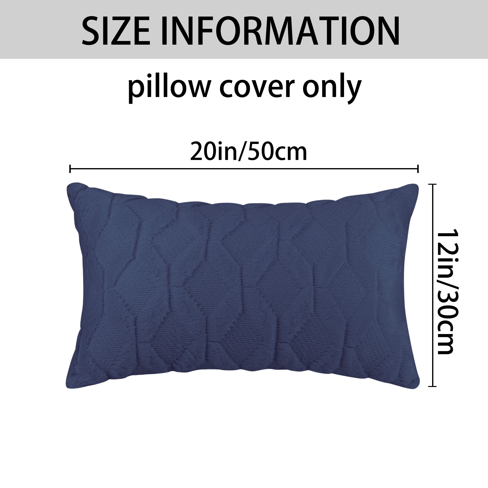 Unique Bargains Short Plush Solid Pillow Covers 4 Pcs Dark Blue/White 12" x 20"