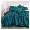 thumbnail image 2 of Teal California King Comforter Set 7-Piece - Pintuck Pleated Bedding - Lightweight All-Season Bed Set with Decorative Pillows, 2 of 9