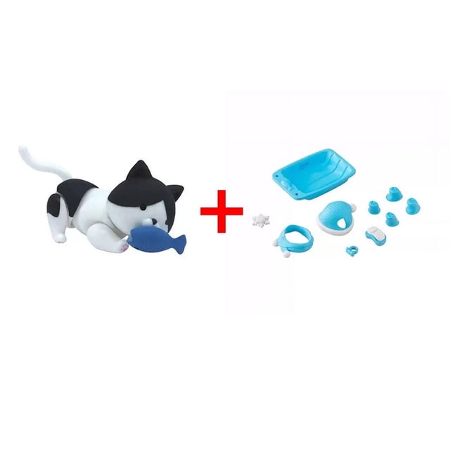 Magnetite Cat Capsule Toy Animal Raccoon Puppet Car Ornaments Eat Fish Tiger Pattern Figure Movable Model Toys