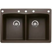 Blanco 441285-5 Diamond 22" X 33" Double-Basin Granite Drop-In Or Undermount 5-Hole Residential Kitchen Sink, Available in Various Colors
