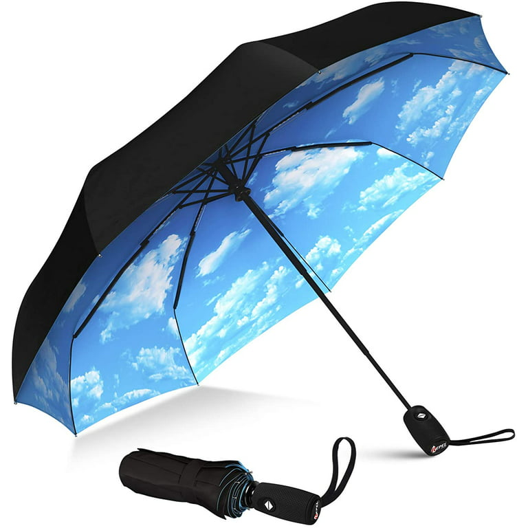 Repel Windproof Travel Umbrella with Teflon Coating (Blue Sky)
