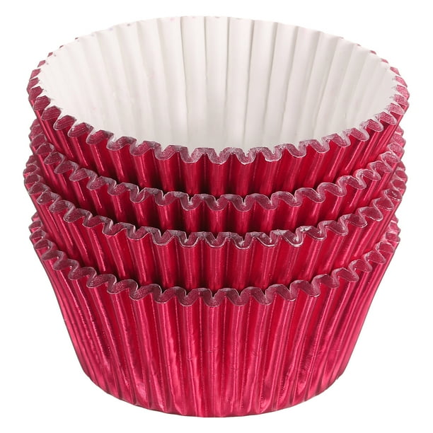 Forros de Cupcake de Papel de Aluminio Metálico para Hornear Cupcakes, 100 Pcs Forros para Muffins, Rojos