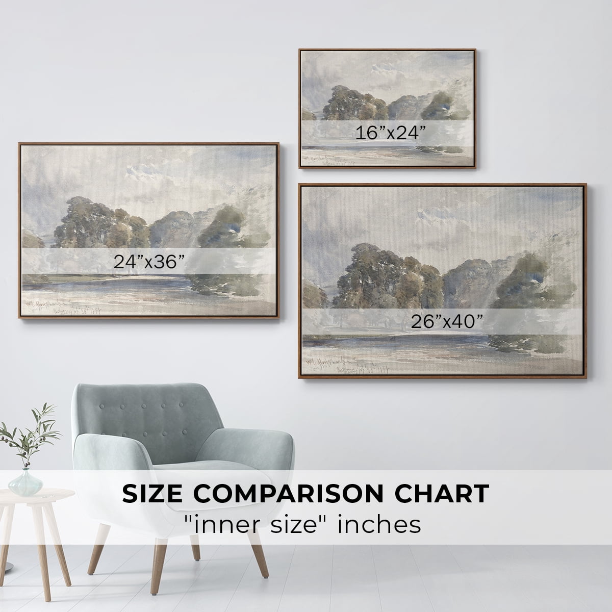 Vintage Landscape-CCCLIII By Wexford Home Framed in Walnut Wood Gallery Wrapped Canvas 27 in. x 41 in.