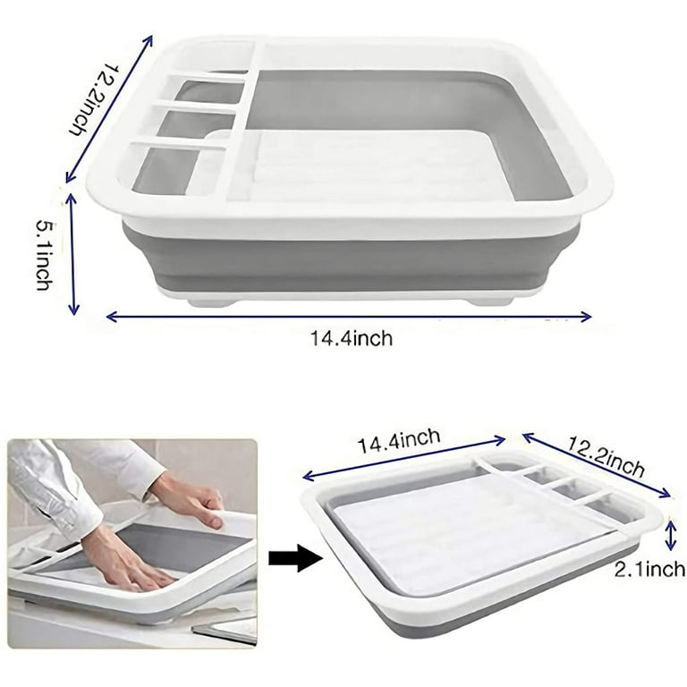 BNYD Plastic Collapsible Dish Drying Rack, Foldable Dinnerware Drainer  Organizer for Storage,Kitchen