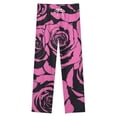 thumbnail image 4 of Pink Roses Print Winter Female Pants Flannel High Waist Women Pants Lady Warm Straight Leg Plush Trousers, 4 of 7