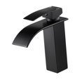 thumbnail image 1 of Grifo mezclador para lavabo de baño con caño en cascada, grifo monomando para guardarropa, fácil de instalar Negro 266 cm de alto., 1 of 8