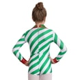 thumbnail image 2 of CHICTRY Girls Candy Cane Costume Teens Christmas Party Striped Bodysuit Long Sleeve Bow Sequins Dance Leotard Green 10, 2 of 7