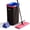 Black & Red & Slate Blue [Bucket #13 + 60" Flat Mop + 3 Pads], variant on JOYMOOP Mop and Bucket with Wringer Set, Hands Free Flat Floor Mop and Bucket, with 4 Washable Microfiber Pads, Wet and Dry Use, Floor Cleaning System - Black+Red+Slate Blue