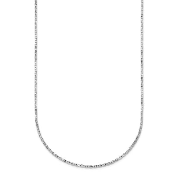 14k White Gold 1.3mm Sparkle-Cut Fancy Chain Necklace 18 Inch Chain Necklace for Women and Men