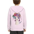 thumbnail image 4 of Xoenoiee Floral Alpaca Rose Purple Pattern Girls Hoodies Hooded Sweater for Kids Long Sleeve Pullover Hoodies with Kangaroo Pocket Fall Winter Sportwear, M, 4 of 7