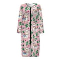 thumbnail image 3 of Yuyamidu Alpaca Bathrobe Sleepwear for Women Lightweight Long Sleeve Robe with Zipper Long Robes Pink Crewneck Dressing Gown Plus Size L Soft Mid-Calf Length Nightgowns, 3 of 7