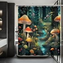 Fairy Tale Forest Shower Curtain for Bathroom, Hippie Mushroom Shower Curtain Set Waterproof Fabric Bathtub Curtain Bath Accessories with 12 Hooks, 72x72 inches