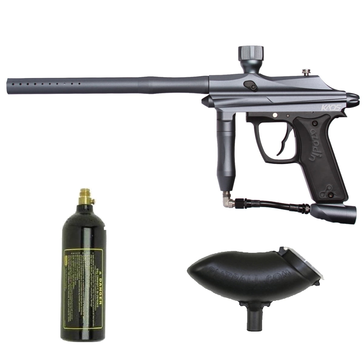 Azodin Kaos Paintball Marker Gun 3Skull Starter Set Gun Metal Blue