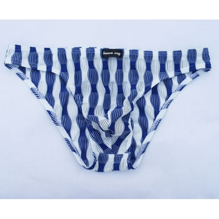 

KDDYLITQ Stretch Striped Soft Briefs Comfort Breathable Trunks Pouch Male Underwear for Men Blue L