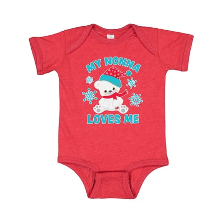 

Inktastic Polar Bear My Nonna Loves Me in Santa Hat with Snowflakes Gift Baby Boy or Baby Girl Bodysuit