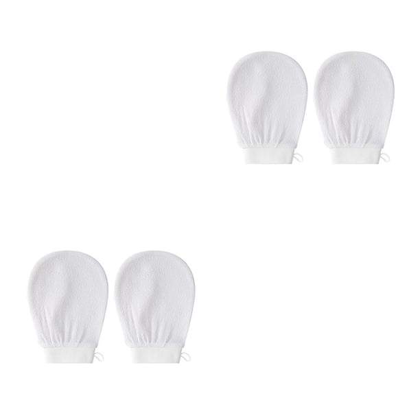 Bewildely 2 uds guantes de baño guante de baño exfoliante cuerpo fregado Facial multicolor guante toalla piel muerta baño limpieza blanco Blanco 2piezas