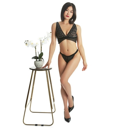 

LoveMoi Women s Fleur Lace Bralette & Matching G-String Set - Mens - Male