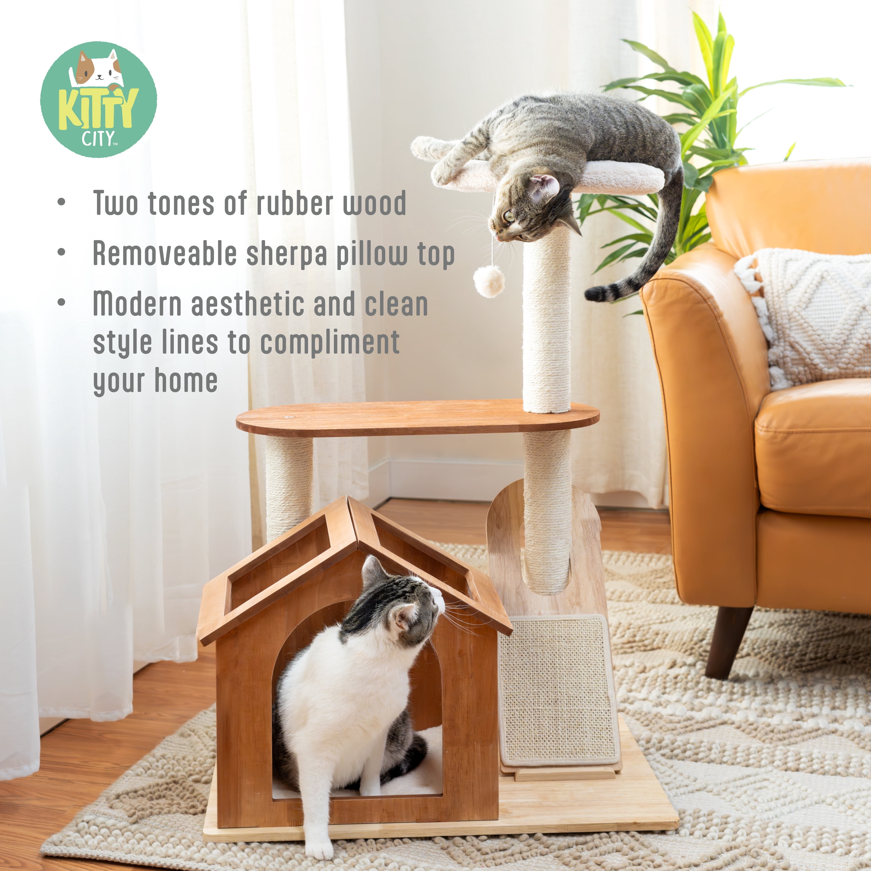 Kitty City Wooden Cat Tower and Hideaway House