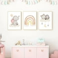 thumbnail image 4 of 3Pcs Baby Girls Animal Nursery Wall Art Prints Cute Elephant Rabbit Cat Poster Rainbow Cloud Canvas Painting Infant Kids Room Decor Wall Pictures, 4 of 6