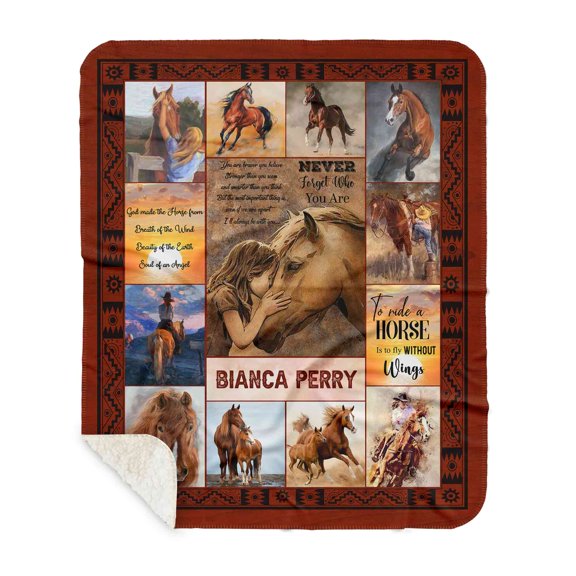 Customizaholic Custom Name Blanket, Horse Blanket, Horse Blanket For Girls, Horse Blankets