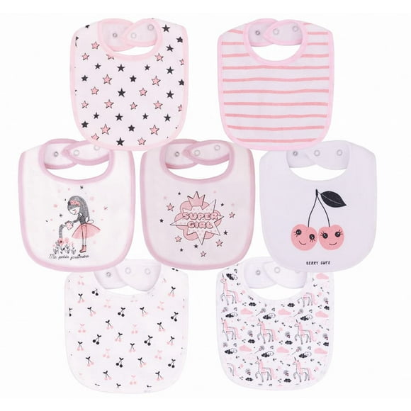 Maiwa Waterproof Terry cloth Baby Bibs for Baby girl with Snaps for Drooling teething eating