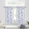 thumbnail image 2 of Floral Kithchen Curtains 36 Inch Watercolor Flower Leaves Tier Curtains, Blue and Gray Floral Cafe Curtains, Rod Pocket Small Window Curtain for Cafe Bathroom Bedroom Drapes, 2 of 6