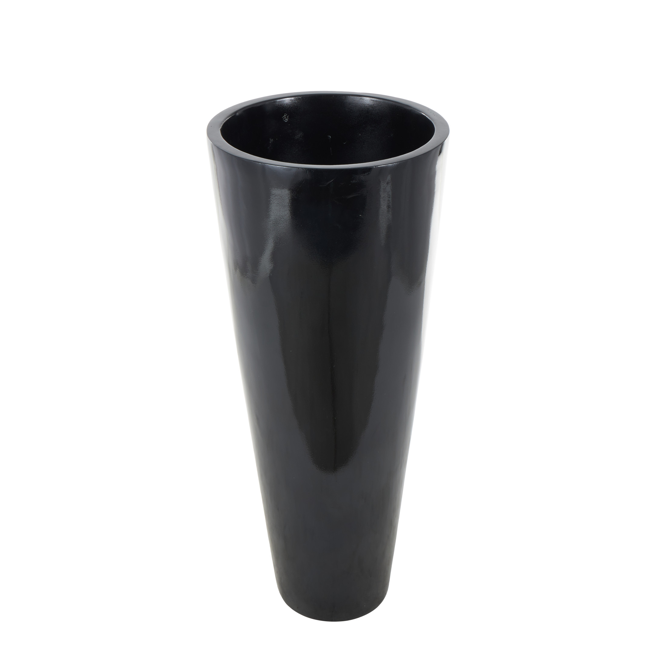 DecMode 50" Floor Black Fiberglass Vase