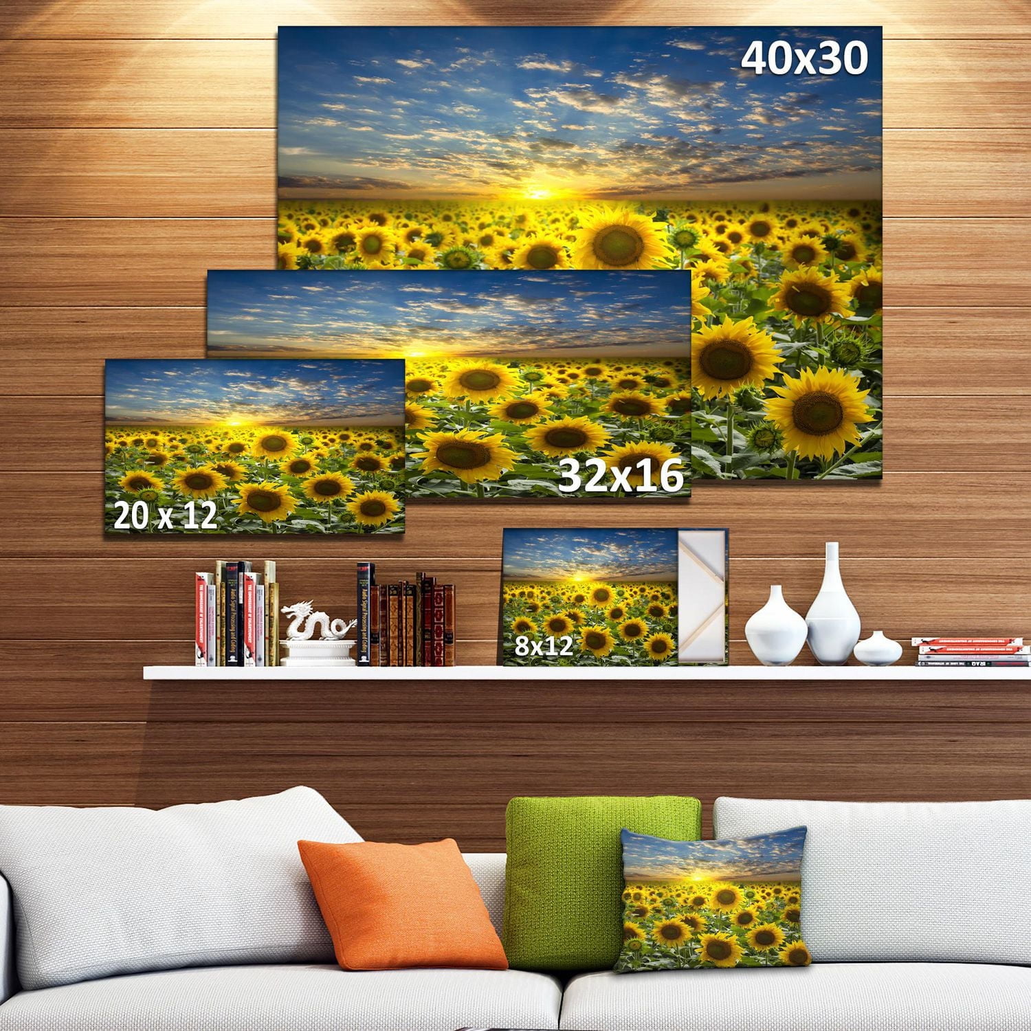 Designart Champ de tournesols en fleurs Art mural sur toile