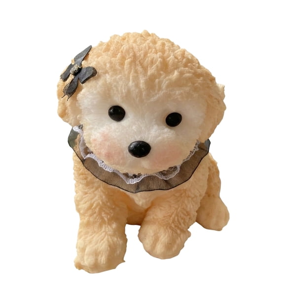 Slow Rising Squishy Dog Toy with Adorable Bow Design, Beige, for Relaxation And, Simulated Pet Toy