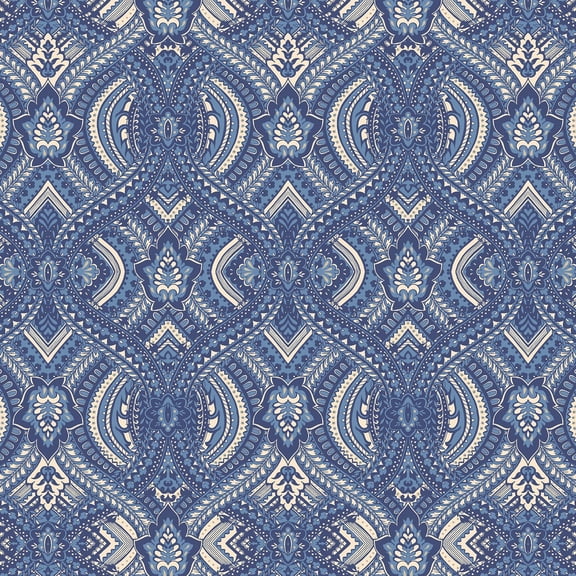 Hoopla Walls Ogee Navy Blue Peel and Stick Wallpaper