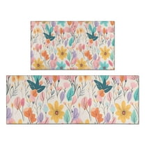 Pioneer Flower Floral Print Pattern Kitchen Rugs Sets Of 2,Anti Fatigue Kitchen Mat Rugs Non Slip Washable,Decorative Kitchen Floor Mats for Kitchen,Sink,Laundry,17"x30" 17"x47"