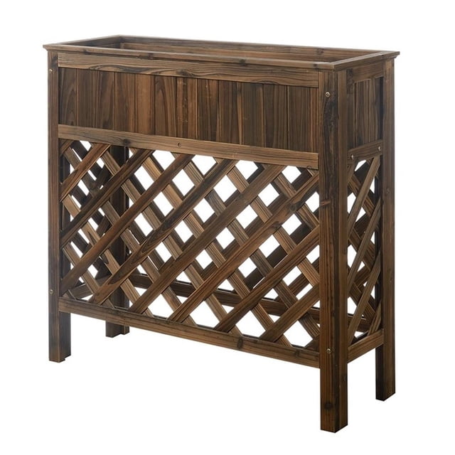 Pemberly Row 36" Patio Planter in Weathered Cedar Cinnamon Wood Finish