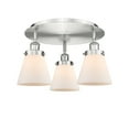 thumbnail image 3 of 916-3C-SN-G61 Innovations Lighting Cone - 3 Light Flush Mount In Art Deco Style-9.25 Inches Tall and 18 Inches Wide-Satin Nickel Finish-Matte White, 3 of 5