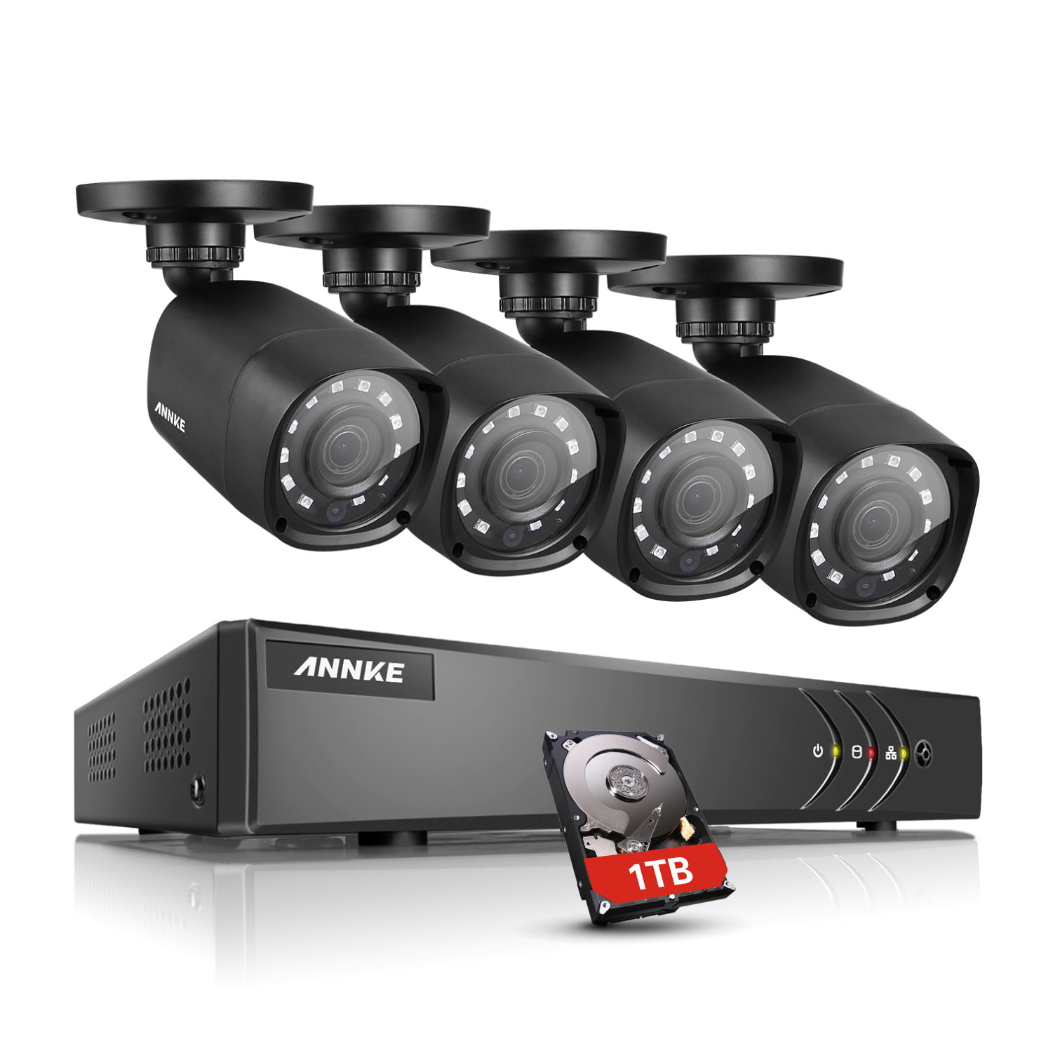 ANNKE ANNKE CCTV Home Security System 1080P Lite 4CH DVR 4PCS 2MP Camera Kit IP66 1TB 