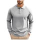 thumbnail image 1 of Blusa y camisa de manga larga con cuello vuelto para hombre, sudadera informal con botones de color liso, camisetas de poliéster para hombre con cuello vuelto de manga larga, 1 of 6