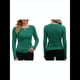 thumbnail image 2 of Camisetas Básicas Ajustadas Informales de Cuello Redondo y Larga Acanaladas para Mujer Verde Oscuro L, 2 of 6