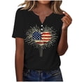 thumbnail image 2 of Kinrui Womens 4th of July T-Shirt Short Sleeve American Flag Graphic Tees 250 Anniversary USA Patriotic Tops Casual Henley V Neck Tees Black 3XL, 2 of 7