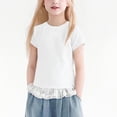 thumbnail image 2 of Eltusu Girls T-shirts, Pullover Lace Fahion Crew Neck Short Sleeve Tops White Size 2-3 T, 2 of 6