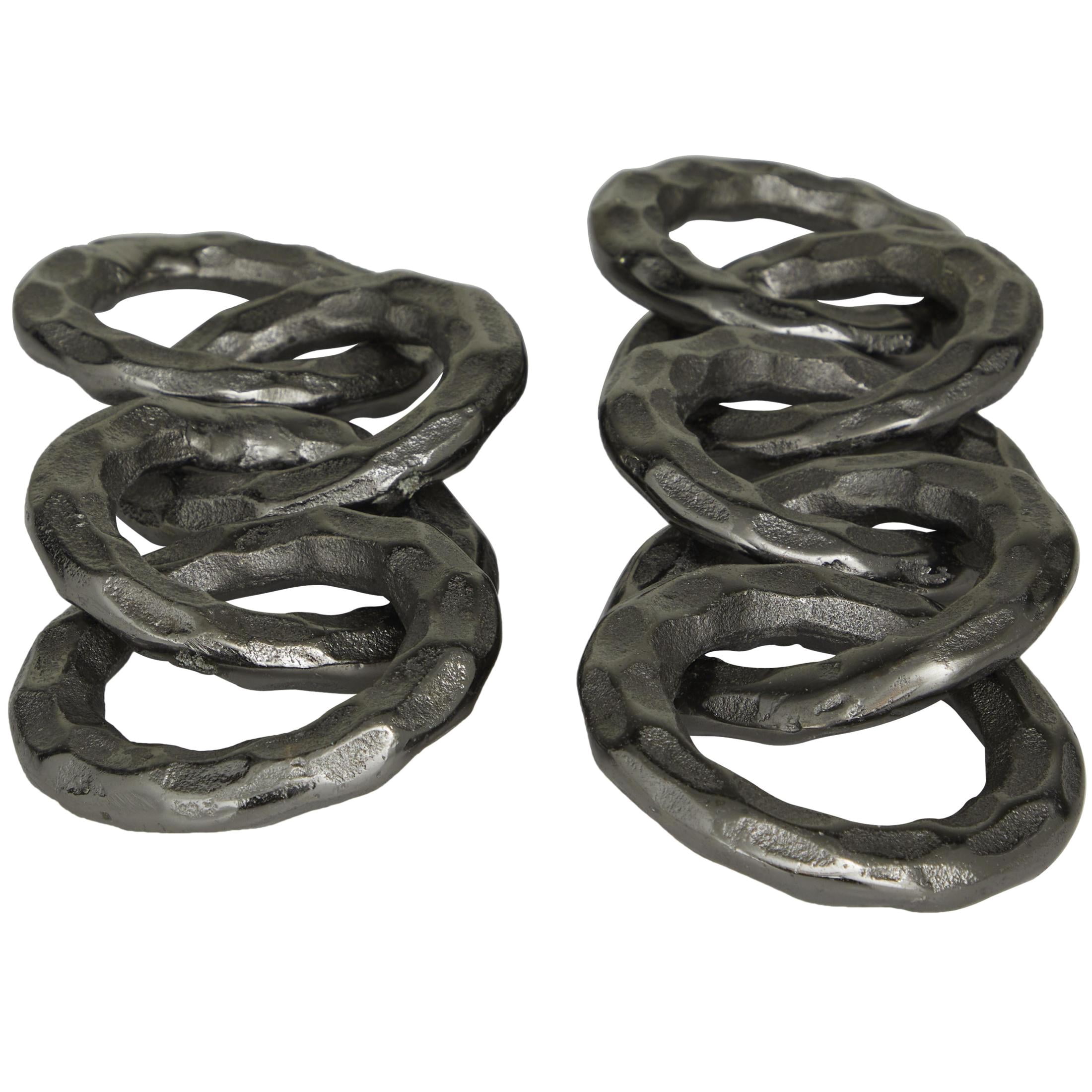 13"W, 2"H Black Aluminum Metal Chain Sculpture, by CosmoLiving by Cosmopolitan (2 Count)