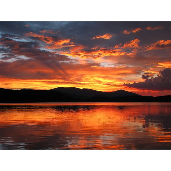 Wall Art Impressions 32x24in Photographic Print Poster Sunset Sky Landscape Clouds Evening Dusk Mountain