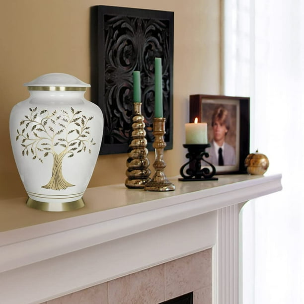 Trupoint Memorials White Tree of Life Large Cremation Urn for Human Ashes -  A Warm and Simple Urn That Makes a Loving Resting Place for Your Love One 