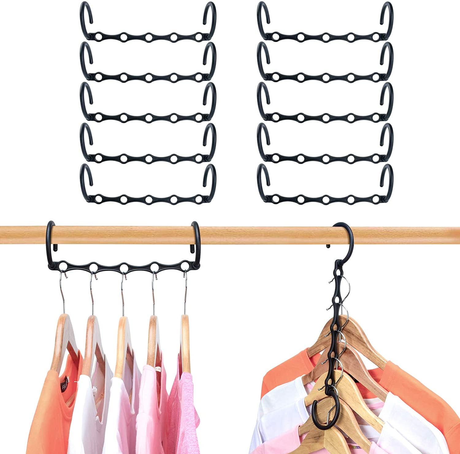 5-hole Clothes Hanger Organizer Space Saving Multi-function Folding Hangers` 