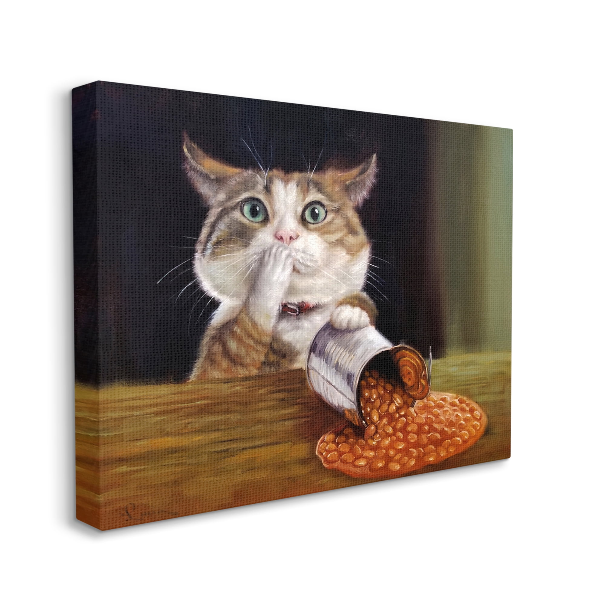 Stupell Industries Spilled The Beans Humorous Cat Kitchen Animal Painting Painting Gallery Wrapped Canvas Print Wall Art, Design by Lucia Heffernan