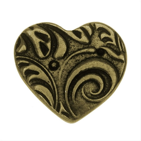 Amor Heart - TierraCast Button, Amor Heart 14x15.5mm, 1 Piece, Brass Oxide Finish