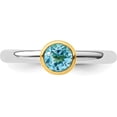thumbnail image 4 of Sterling Silver Stackable Expressions w/Gold-plated Blue Topaz Ring - Ring Size 10.0, 4 of 8
